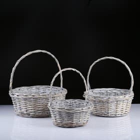 Плетёная корзина для хранения Naru, лоза, с ручкой, серая, набор 3 шт.