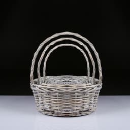 Плетёная корзина для хранения Naru, лоза, с ручкой, серая, набор 3 шт.