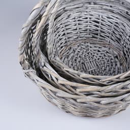Плетёная корзина для хранения Naru, лоза, с ручкой, серая, набор 3 шт.