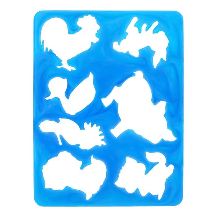 Набор трафарет - раскраска Calligrata, 6 шт.: овощи, домашние животные, цветы, бабочки, лесные звери, фрукты, для девочек