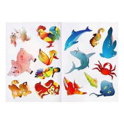 Набор трафарет - раскраска Calligrata, 6 шт.: овощи, домашние животные, цветы, бабочки, лесные звери, фрукты, для девочек