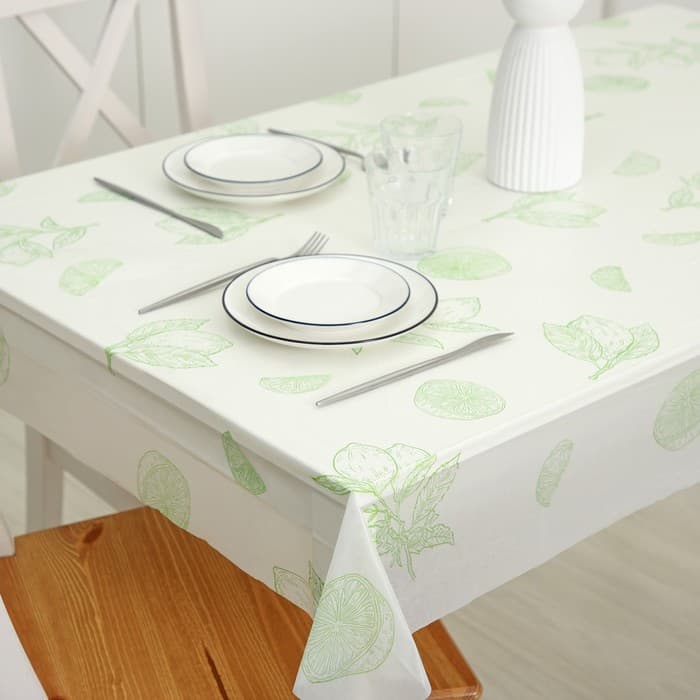 Скатерть без основы одноразовая «Лимоны», 110×150 см, белая