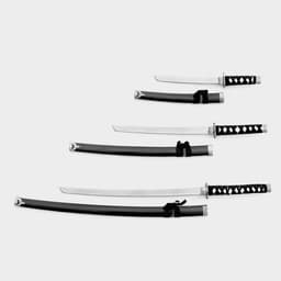 Макет оружия «Сувенирные катаны на подставке 3в1. Чёрный глянец», подарочный набор, ножны дерево, 53 см; 76 см; 101 см