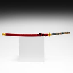 Макет оружия «Сувенирная катана на подставке», красные ножны, голова дракона на рукоятке, 108 см