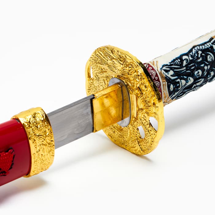 Макет оружия «Сувенирная катана на подставке», красные ножны, голова дракона на рукоятке, 108 см