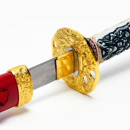 Макет оружия «Сувенирная катана на подставке», красные ножны, голова дракона на рукоятке, 108 см