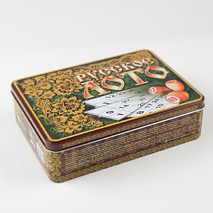 Русское лото деревянное Десятое Королевство «Русские узоры», 24 карточки, 100 фишек, 90 бочонков