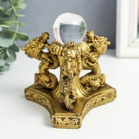 Нэцкэ фигурка «3 дракона с шаром», полистоун, под бронзу, 12×12×11