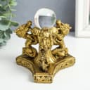 Нэцкэ фигурка «3 дракона с шаром», полистоун, под бронзу, 12×12×11