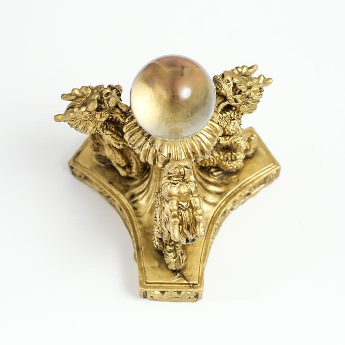 Нэцкэ фигурка «3 дракона с шаром», полистоун, под бронзу, 12×12×11