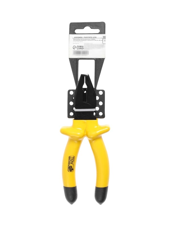 Плоскогубцы диэлектрические ТУНДРА, изолирующие рукоятки из резины до 1000 В, 160 мм