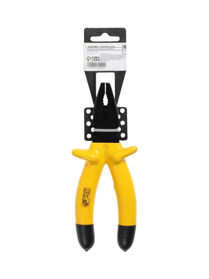 Плоскогубцы диэлектрические ТУНДРА, изолирующие рукоятки из резины до 1000 В, 180 мм