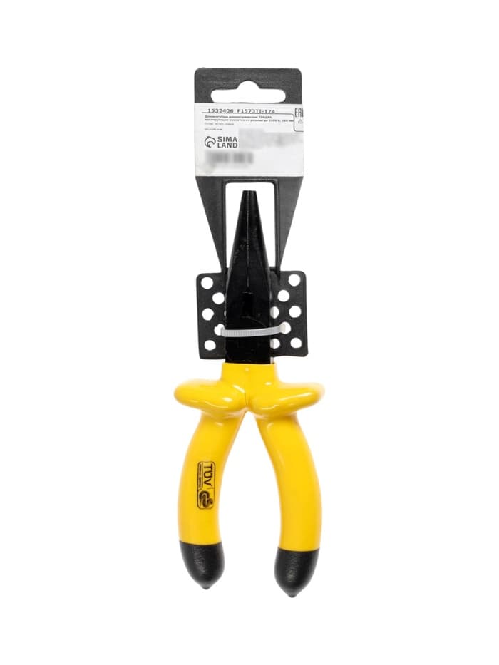 Длинногубцы диэлектрические ТУНДРА, изолирующие рукоятки из резины до 1000 В, 160 мм