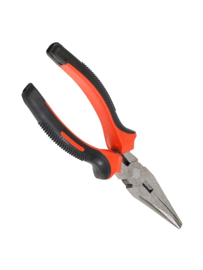 Длинногубцы ЛОМ, шлифованные, двухкомпонентные рукоятки, 160 мм