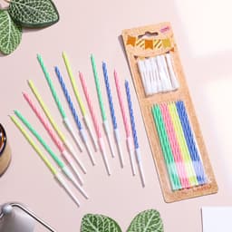 Свечи для торта коктейльные с подставками, 12 см, 12 шт.