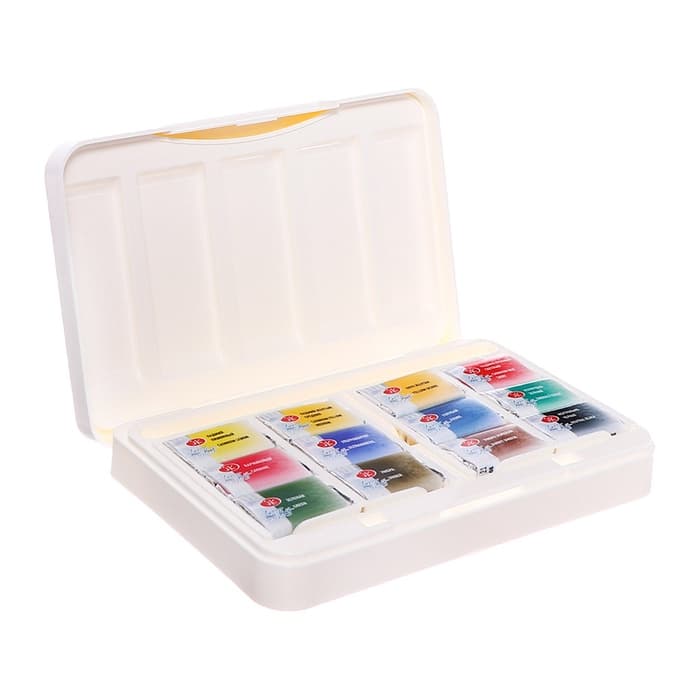 Акварель художественная в кюветах, 12 цветов × 2.5 мл, ЗХК «Белые ночи», пластиковая палитра