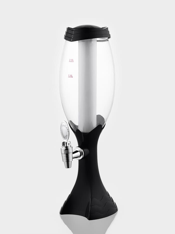 Башня пивная «Вавилон», 2 л, колба для льда, подсветка, батарейки Ag10, пластик, чёрная