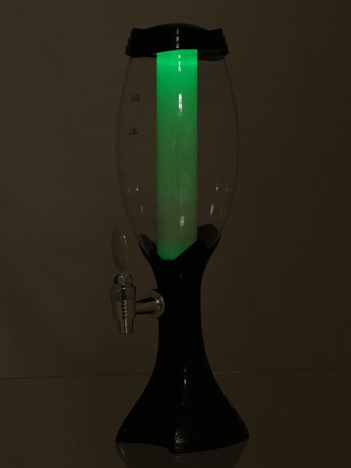 Башня пивная «Вавилон», 2 л, колба для льда, подсветка, батарейки Ag10, пластик, чёрная