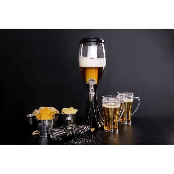 Башня пивная «Вавилон», 2 л, колба для льда, подсветка, батарейки Ag10, пластик, чёрная
