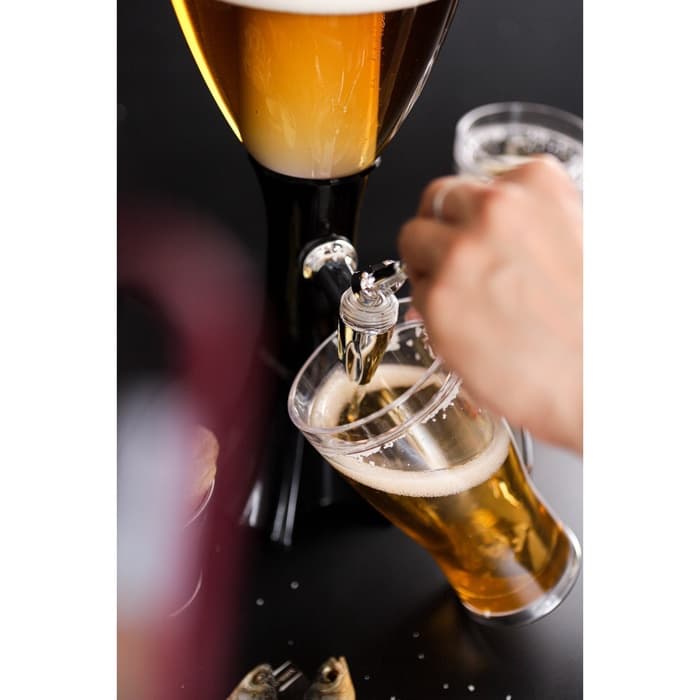 Башня пивная «Вавилон», 2 л, колба для льда, подсветка, батарейки Ag10, пластик, чёрная