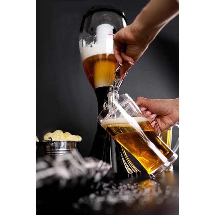 Башня пивная «Вавилон», 2 л, колба для льда, подсветка, батарейки Ag10, пластик, чёрная