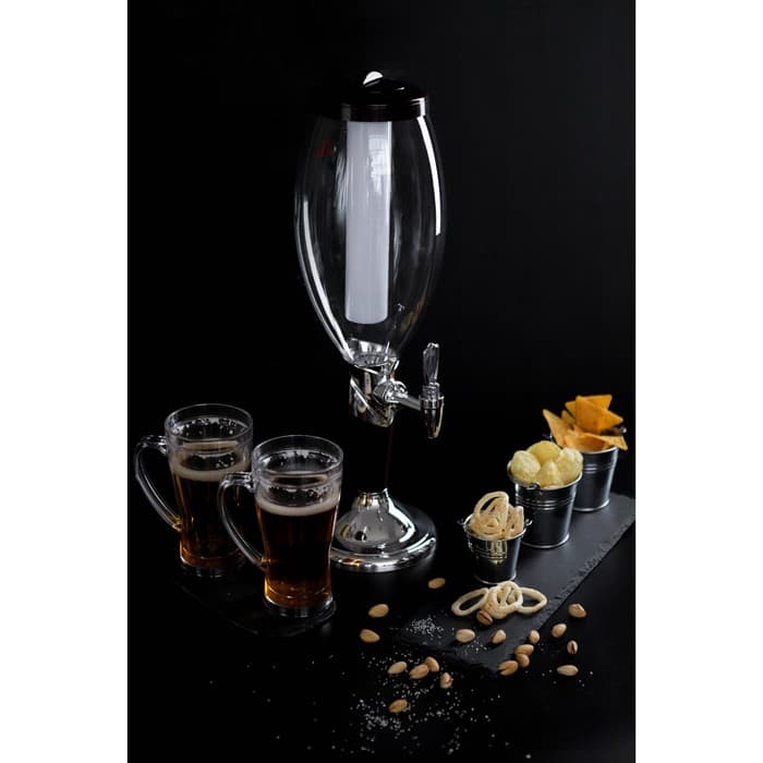 Башня пивная «Вавилон стиль», 3 л, колба для льда, подсветка, батарейки CR=2032, пластик, коричневая