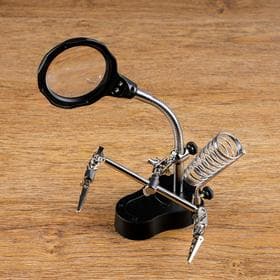 Третья рука для пайки 3.5×12х, d=65 мм, подсветка, 27×9 см