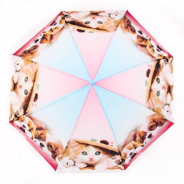 Зонт - трость детский «Зверюшки», полуавтоматический, 8 спиц, R=41/47 см, d=82 см, МИКС