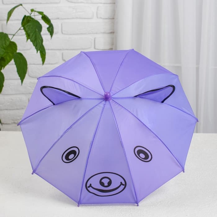 Зонт детский механический «Животные», r — 24 см, с ушками, цвет МИКС