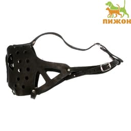 Намордник кожаный, цельнокроенный, длина по носу 6.5 см, ОМ 35 см, ротвейлер, чёрный