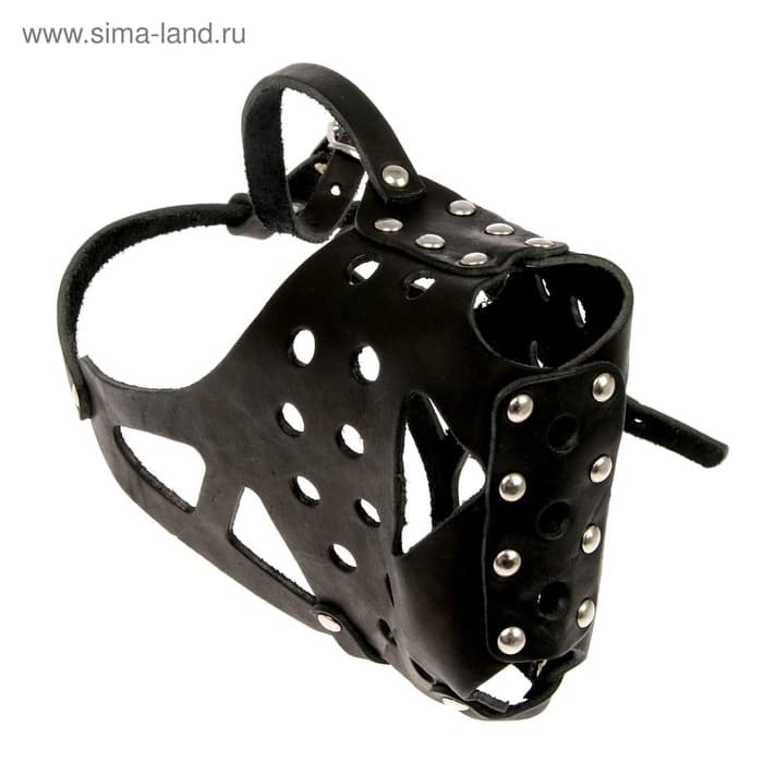 Намордник кожаный, цельнокроенный, длина по носу 6.5 см, ОМ 35 см, ротвейлер, чёрный