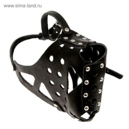 Намордник кожаный, цельнокроенный, длина по носу 6.5 см, ОМ 35 см, ротвейлер, чёрный