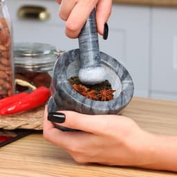 Ступка с пестиком, 130 мл, 10 см, мрамор, чёрная