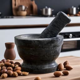 Ступка с пестиком, 130 мл, 10 см, мрамор, чёрная