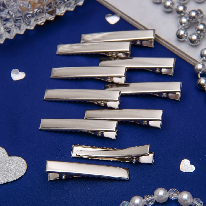 Основа для заколки, зажим 4.5 см, серебро