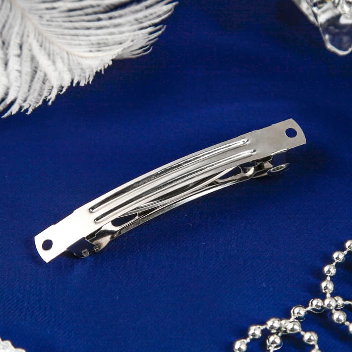 Основа для заколки - автомат, 8 см, серебро