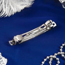 Основа для заколки - автомат, 8 см, серебро