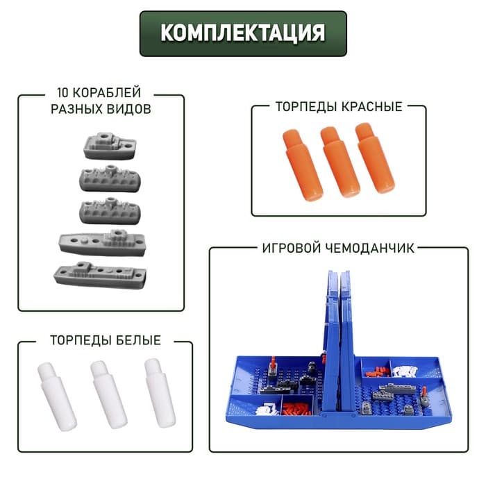 Настольная игра Лас Играс KIDS «Морской бой» с пластиковым полем, 2 игрока, 5+
