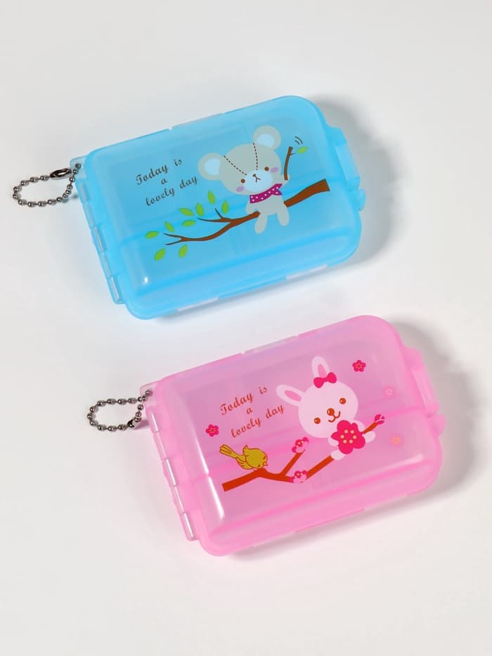 Таблетница с цепочкой, 9.5×6.5×3 см, 7 секций, МИКС