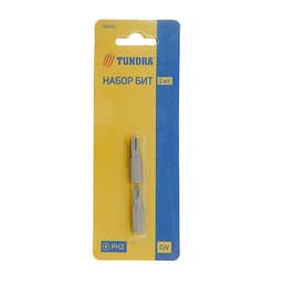 Биты ТУНДРА, намагниченные, сталь CrV, PH2×25 мм, 2 шт.