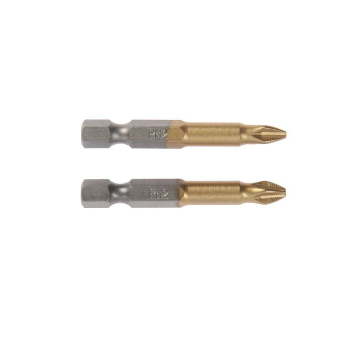 Биты ТУНДРА, намагниченные, сталь S2, 58-60 HRC, TiN, PH2×50 мм, 2 шт.