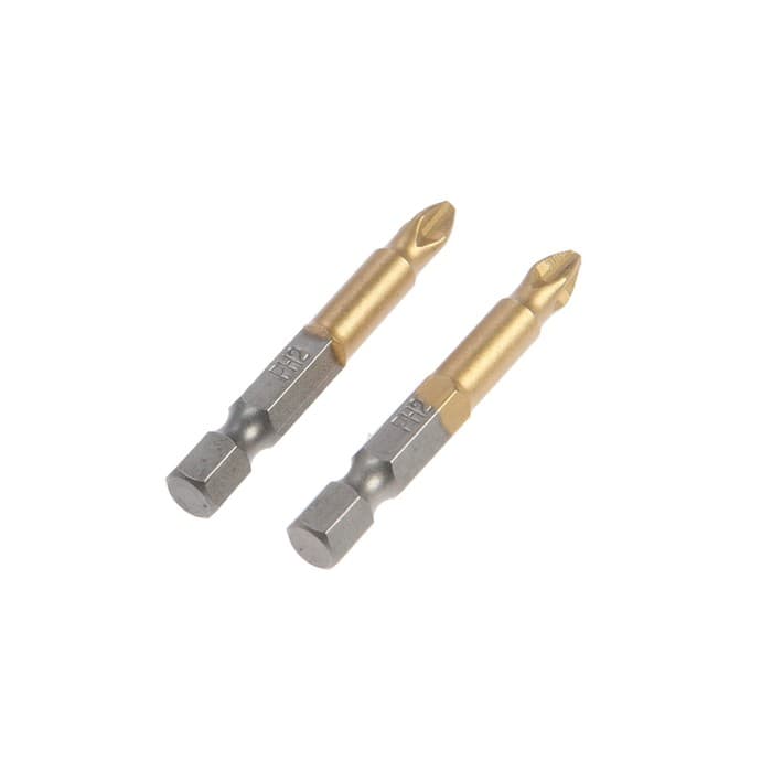 Биты ТУНДРА, намагниченные, сталь S2, 58-60 HRC, TiN, PH2×50 мм, 2 шт.