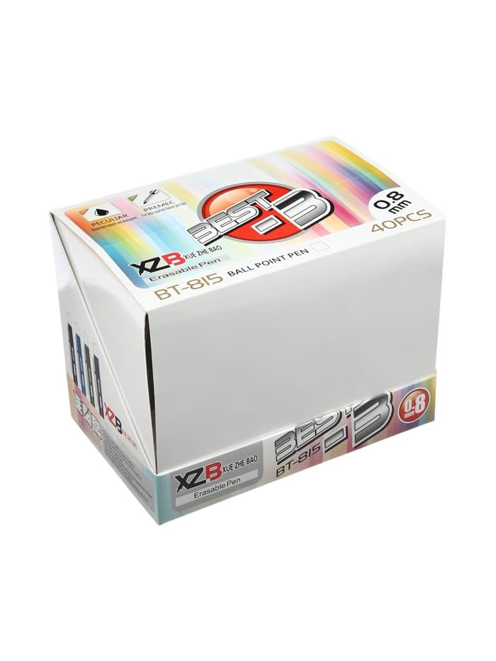 Стираемая ручка, шариковая, автоматическая, синий стержень, узел 0.8 мм, прорезиненный квадратный корпус, МИКС