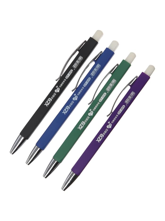 Стираемая ручка, шариковая, автоматическая, синий стержень, узел 0.8 мм, прорезиненный квадратный корпус, МИКС