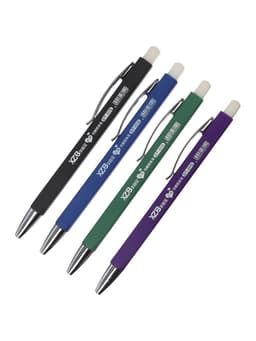 Стираемая ручка, шариковая, автоматическая, синий стержень, узел 0.8 мм, прорезиненный квадратный корпус, МИКС