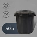 Бак хозяйственно - бытовой, 40 л, полипропилен, с крышкой, чёрный