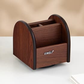 Органайзер 4 секции, серия Орех с кантом темным, вращение 12×12.5 см