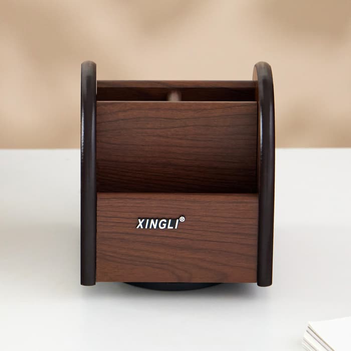 Органайзер 4 секции, серия Орех с кантом темным, вращение 12×12.5 см