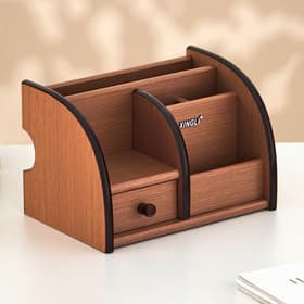 Органайзер 5 секций, 1 выдвижной ящик, серия Ясень шимо темный с кантом темным, 14×21 см