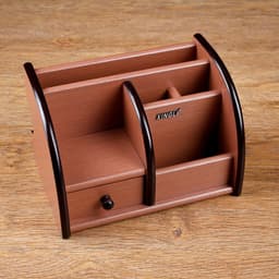 Органайзер 5 секций, 1 выдвижной ящик, серия Ясень шимо темный с кантом темным, 14×21 см